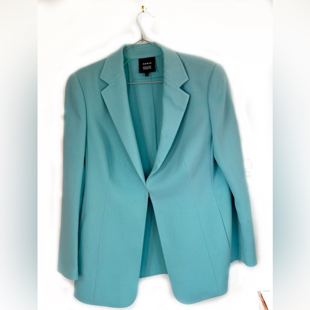 Akris Punto Women's Teal Single-Button Tailored Blazer, 14